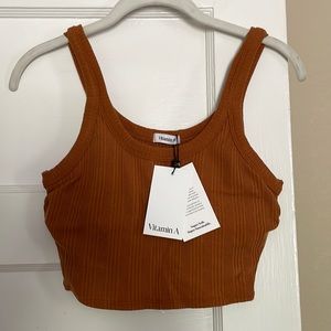 Vitamin A Thalia organic rib crop top NWT